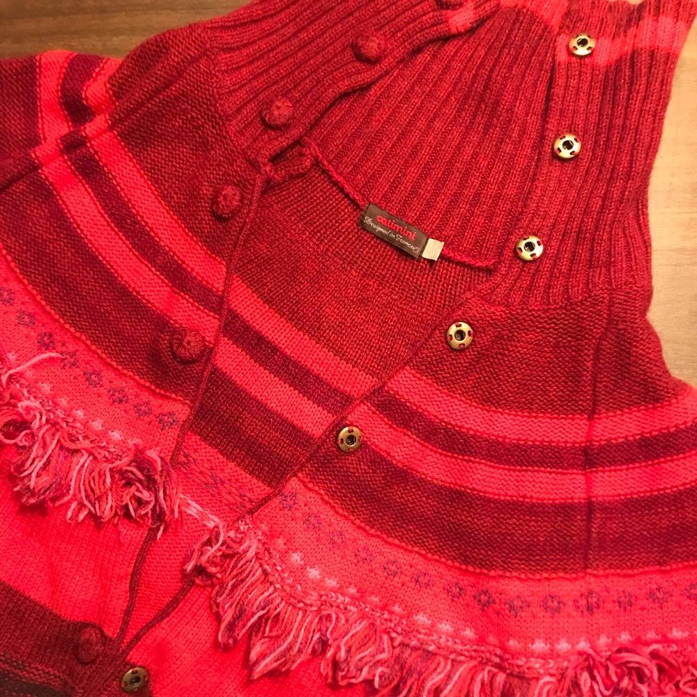Catimini kids sweater fringe knit 7 French cardi
